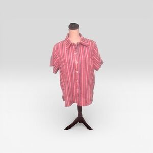 Vintage Handmade Bicentennial Striped Shirt – Red White Blue – Short Sleeve – Un